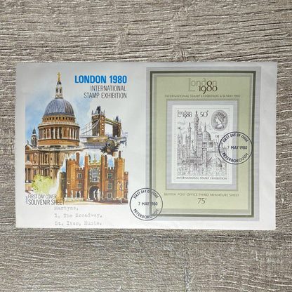 GB FDC May 1980 London International Stamp Exhibition Peterborough Postmarked