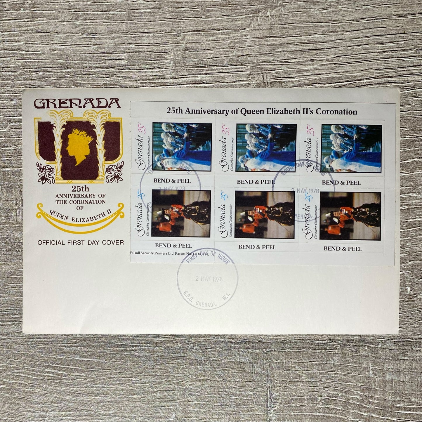 Official FDC 1978 Grenada 25th Anniversary Of Queen Elizabeth II's Coronation