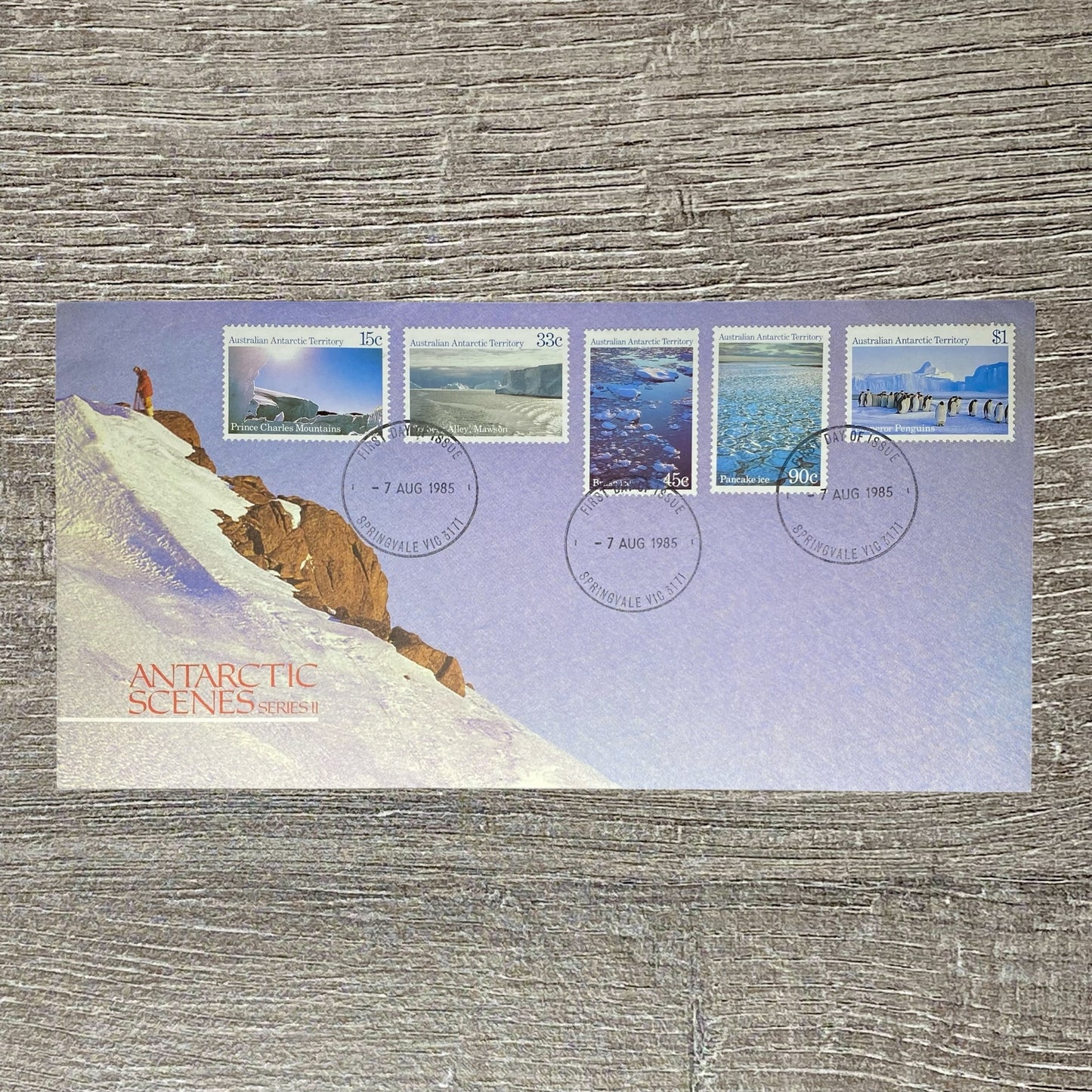 Australian FDC Aug 1985 Antarctic Territory Scenes Series II Springvale Victoria
