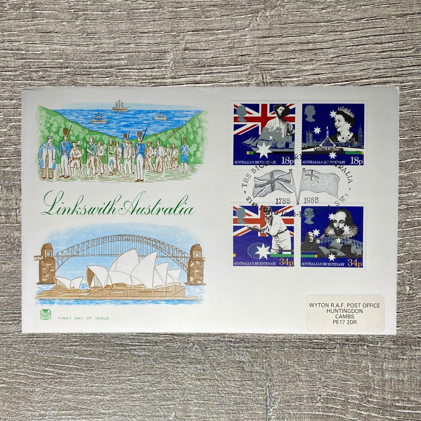 GB FDC 1988 Australian Bicentenary R.A.F. Post Office London SW1 Cancel 18p 34p