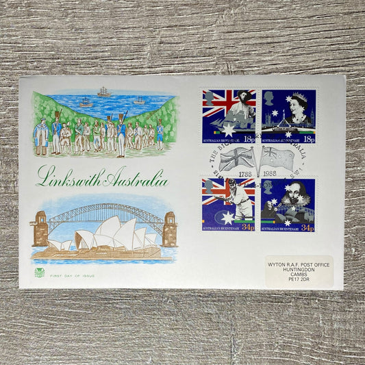 GB FDC 1988 Australian Bicentenary R.A.F. Post Office London SW1 Cancel 18p 34p