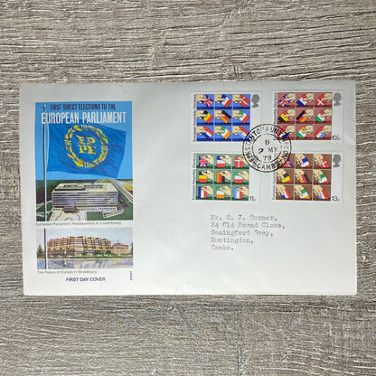 GB FDC 1979 European Parliament Fenstanton Cancel 4 Assembly Elections Stamps