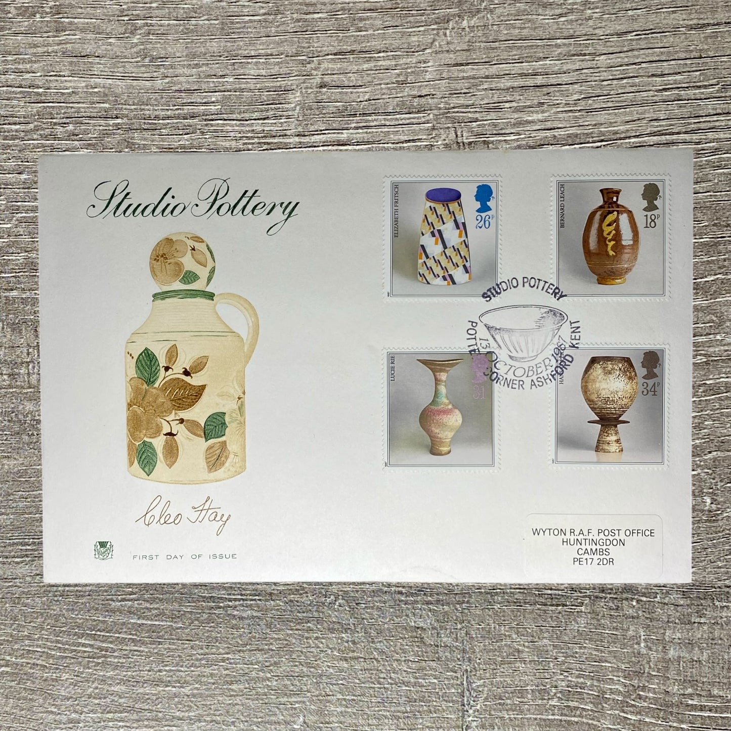 GB FDC April 1987 Studio Pottery Cleo Hay Special Corner Ashford Kent Postmarked
