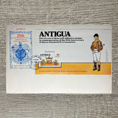 FDC June 1978 Antigua 25th Anniversary Queen Elizabeth II's Coronation $5 Stamp