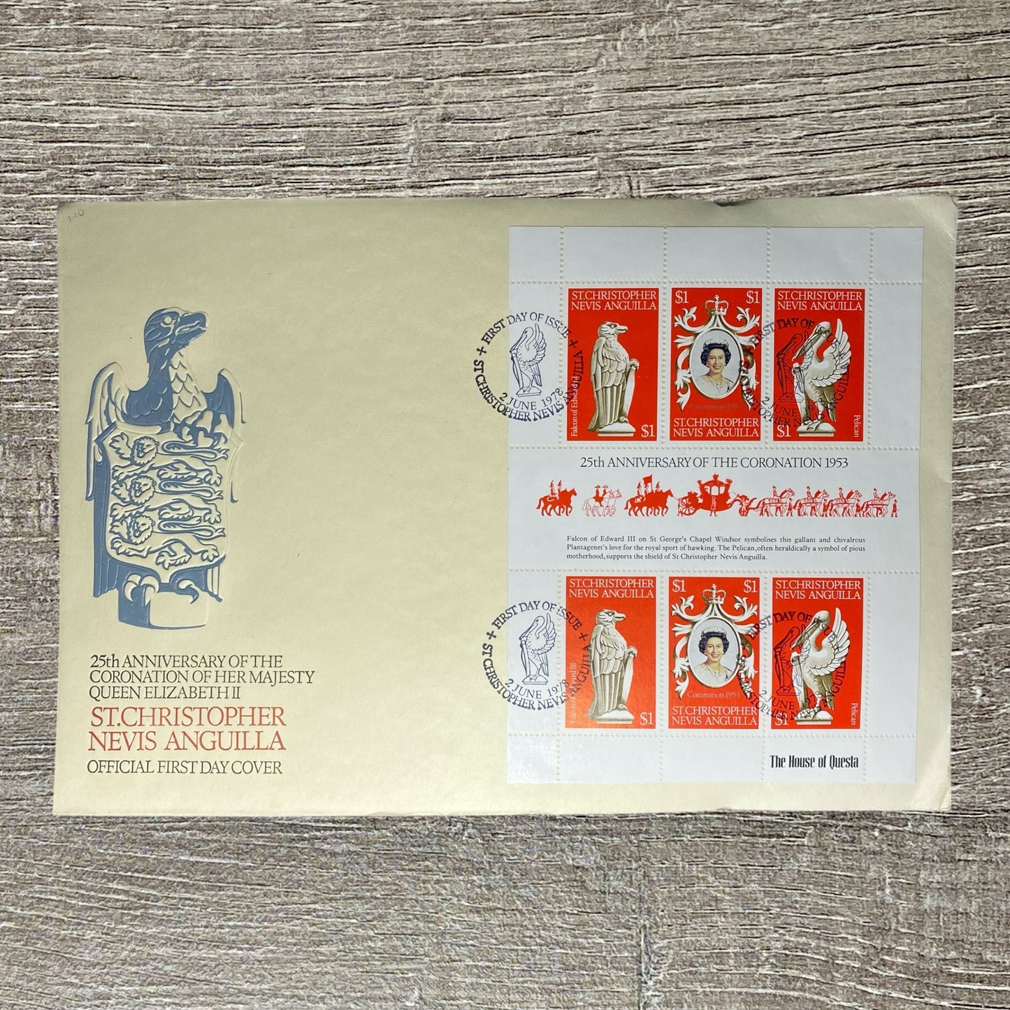 FDC Anguilla 1978 25th Anniversary Coronation Of Queen Elizabeth II 6 $1 Stamps