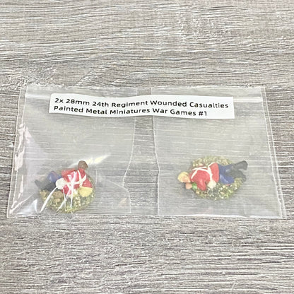2x 28mm 24th Regiment Wounded Casualties Painted Metal Miniatures War Games #1