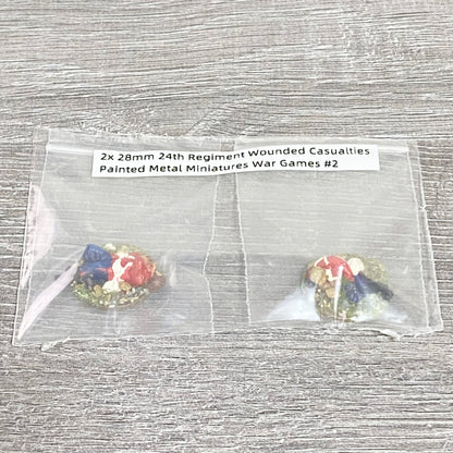 2x 28mm 24th Regiment Wounded Casualties Painted Metal Miniatures War Games #2