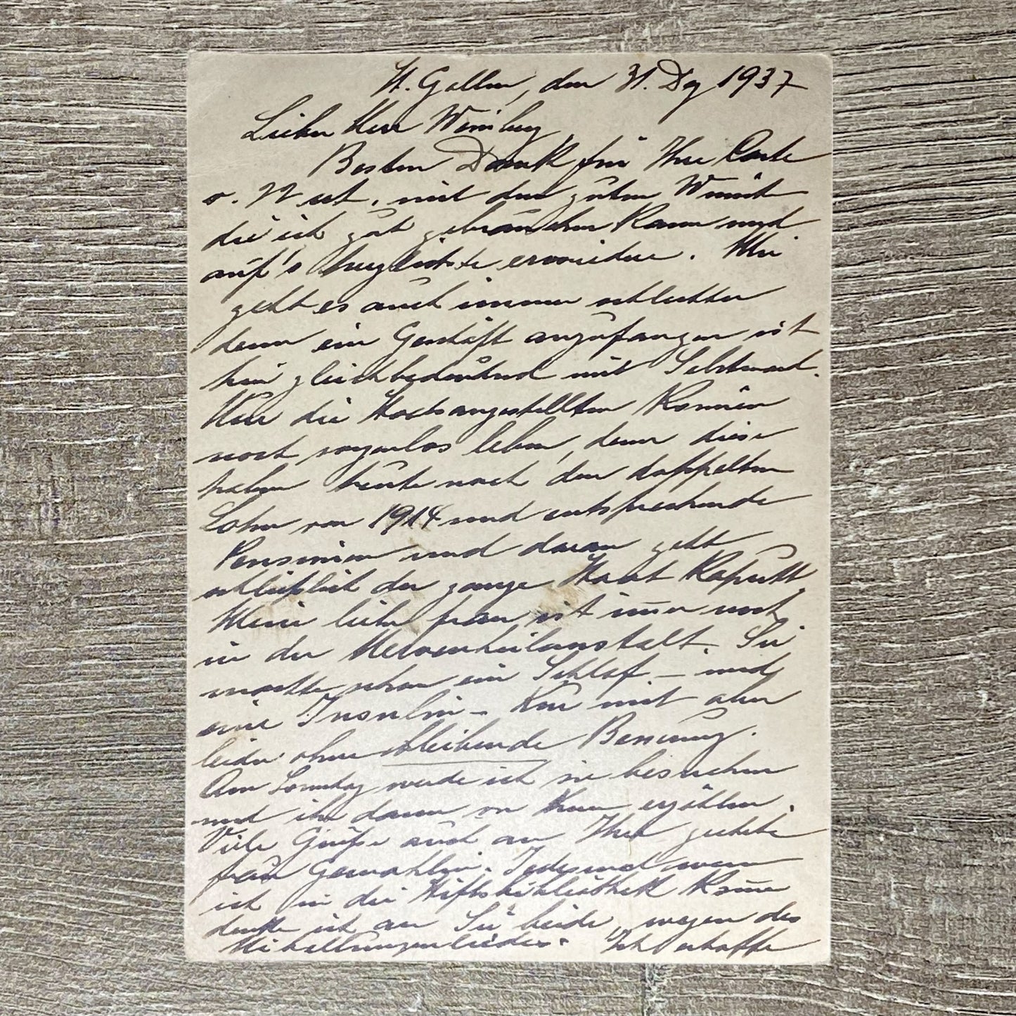 1936 Swiss Switzerland Postcard Biel Bienne Handwritten Message St Gallen Cancel