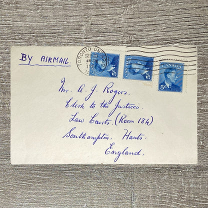 Sep 1951 Postal Cover Air Mail Canada To Southampton England Toronto Postmark 5c