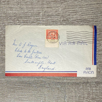 Dec 1951 Air Mail Cover Canada To Southampton England Law Courts Toronto Cancel