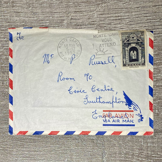 1953 Par Avion Air Mail Cover Monaco To England Monte Carlo Special Postmarked