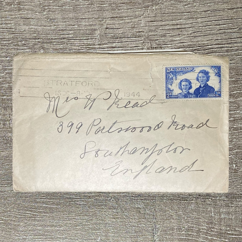 WWII 1944 Cover & Soldier Letter With Flower New Zealand To England 2d Rare