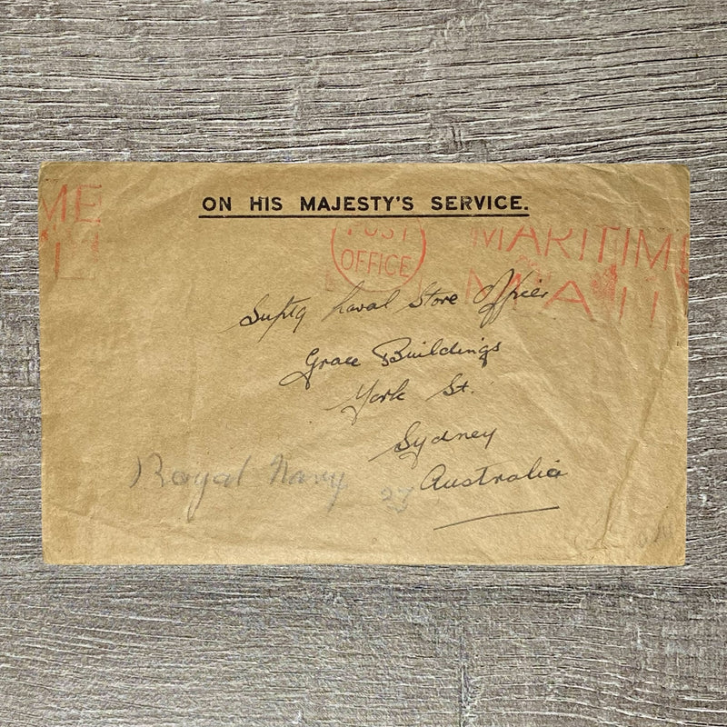 1950s Royal Navy Envelope Cover His Majesty's Service Maritime Mail Post Office