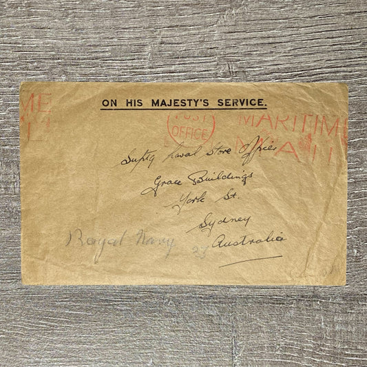1950s Royal Navy Envelope Cover His Majesty's Service Maritime Mail Post Office