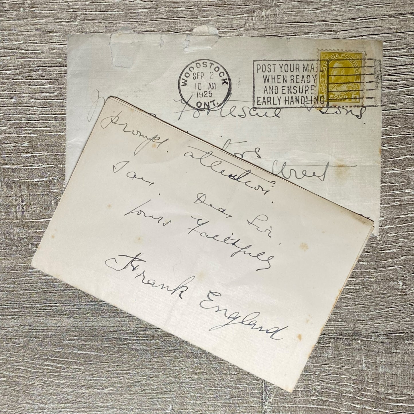 1925 Cover & Solicitor Letter Canada To England Early Handling Postmark 4 Cents