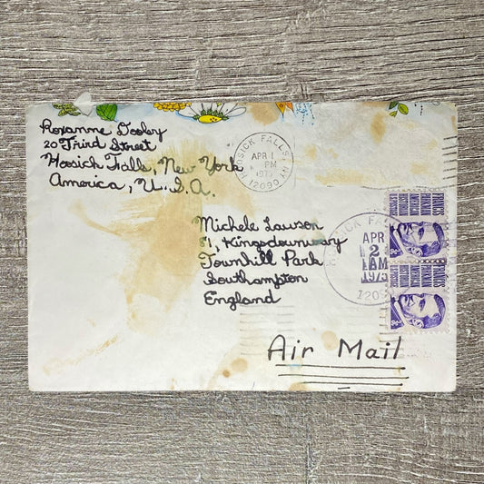 1975 Air Mail Cover New York To England Hoosick Falls Postmarked 3 Cent Stamps