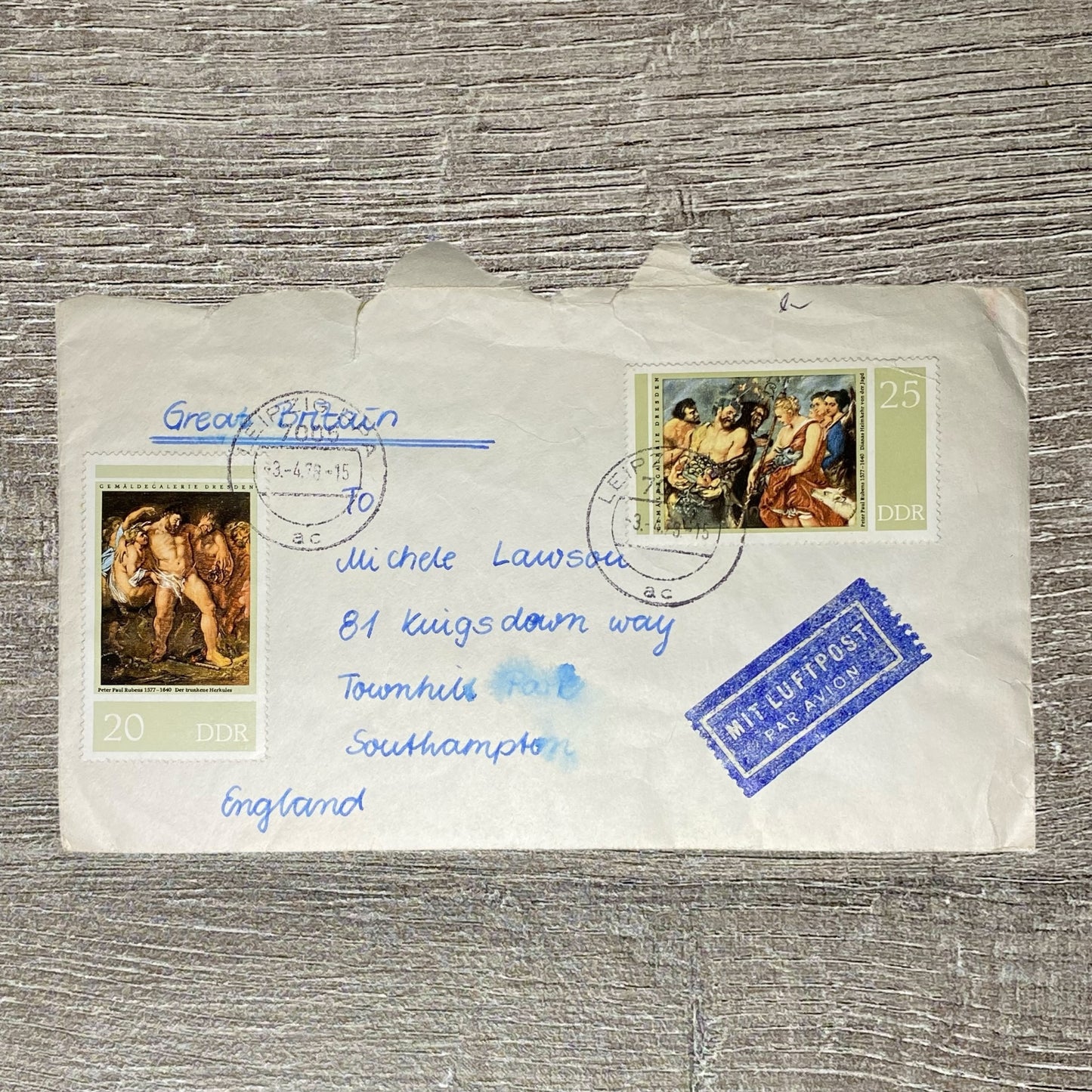1978 Par Avion Air Mail Cover Germany To England Leipzig Postmarked 20 & 25 DDR