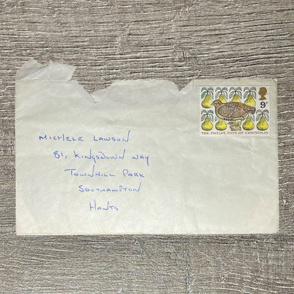 1970s Vintage Collectible Envelope Cover To Southampton Twelve Days Of Christmas