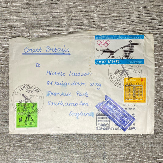 1978 Par Avion Air Mail Cover Germany To England Leipzig Postmarked DDR Stamps