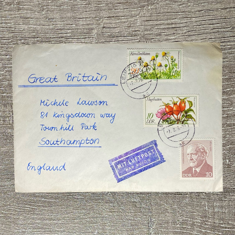 Feb 1978 Par Avion Air Mail Cover Germany To England Leipzig Cancel DDR Stamps