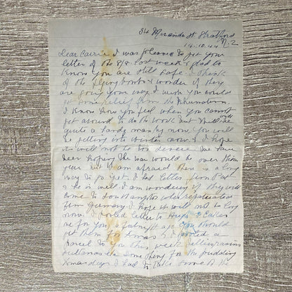 WWII 1944 Cover & Soldier Letter With Flower New Zealand To England 2d Rare