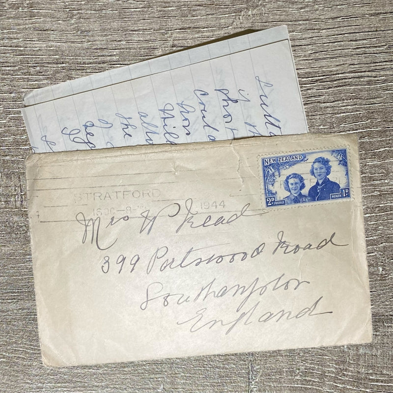 WWII 1944 Cover & Soldier Letter With Flower New Zealand To England 2d Rare