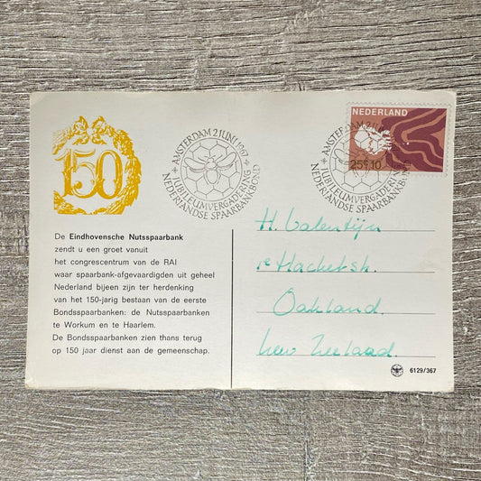 1967 Postcard Netherlands To New Zealand 150th Anniversary Amsterdam Postmarked
