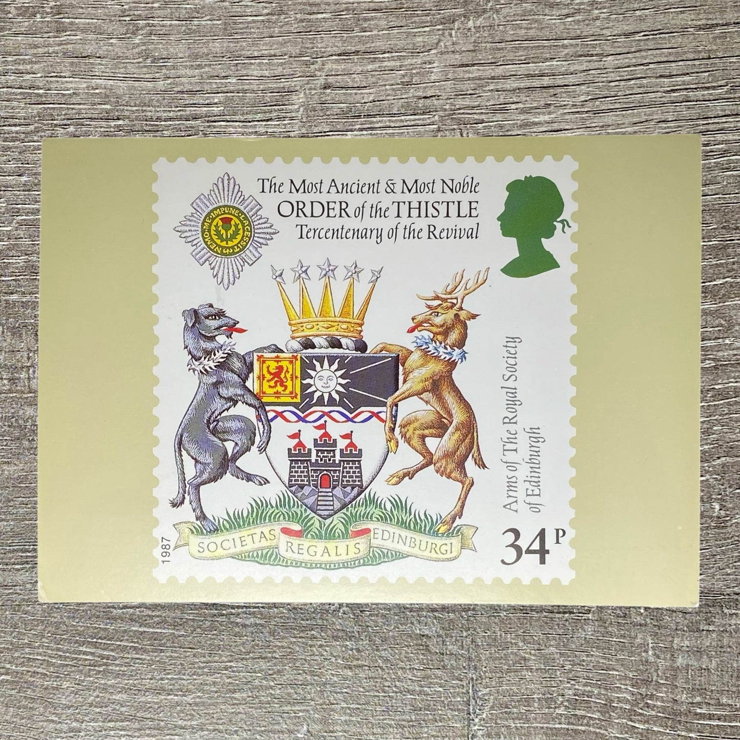 1987 34p Arms Of The Royal Society Edinburgh Postcard First Day Of Issue Powys