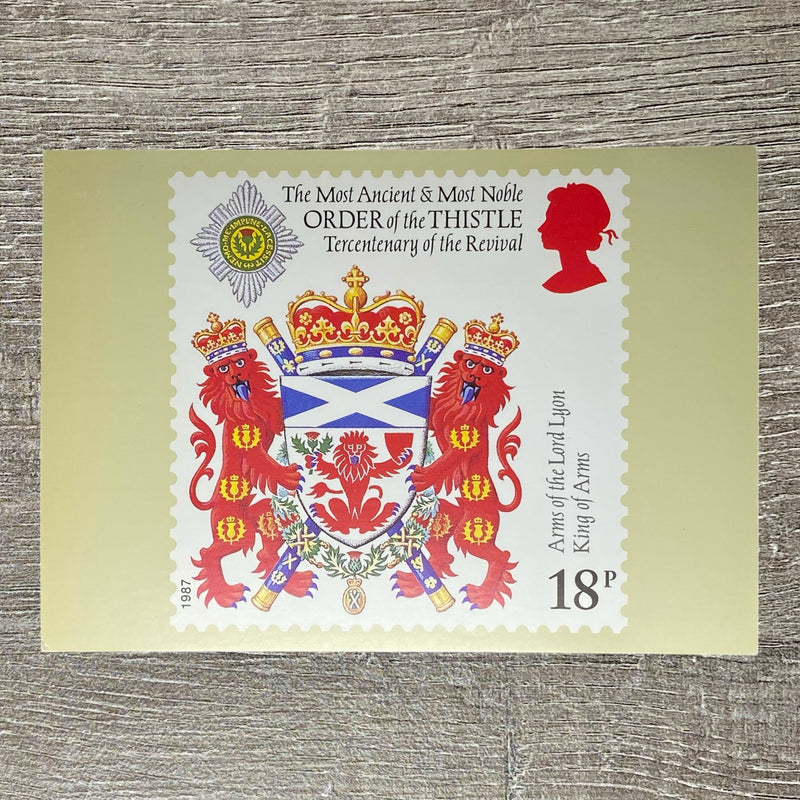 21st July 1987 18p Arms Lord Lyon King Of Arms Postcard First Day Issue Powys