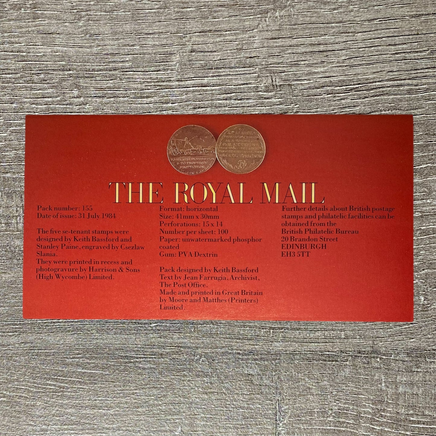 GB QEII 1984 The Royal Mail Presentation Pack No. 155 British Mail Coach Scenes