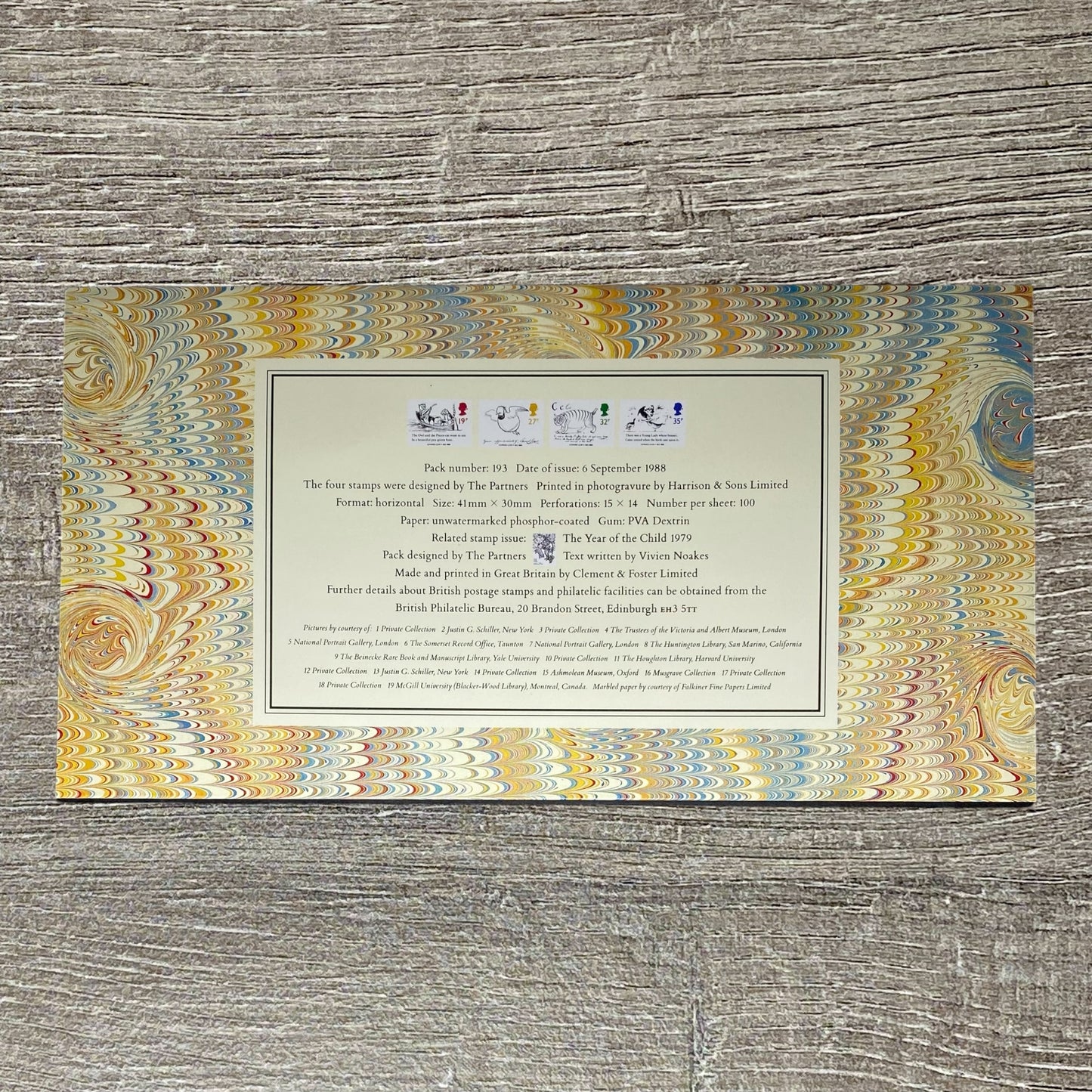 GB QEII 1988 Royal Mail Edward Lear Verse For Children Presentation Pack No. 193