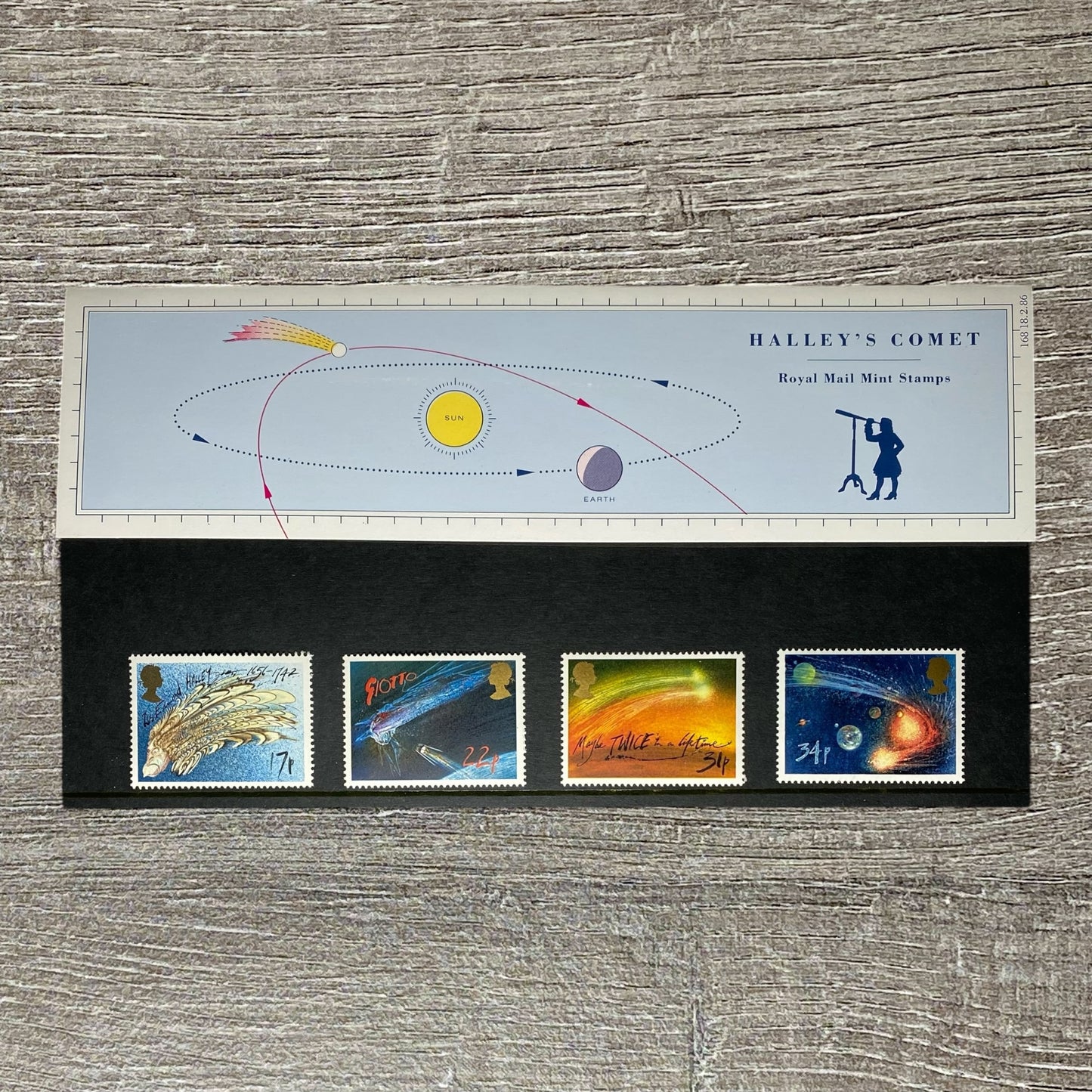GB QEII 1986 Royal Mail Halley's Comet Mint Stamps Presentation Pack No. 168 MNH