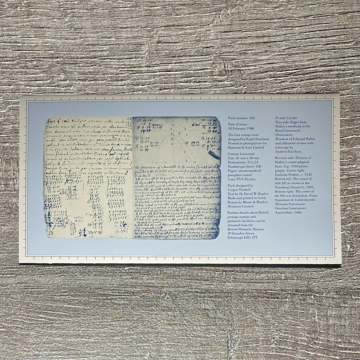 GB QEII 1986 Royal Mail Halley's Comet Mint Stamps Presentation Pack No. 168 MNH