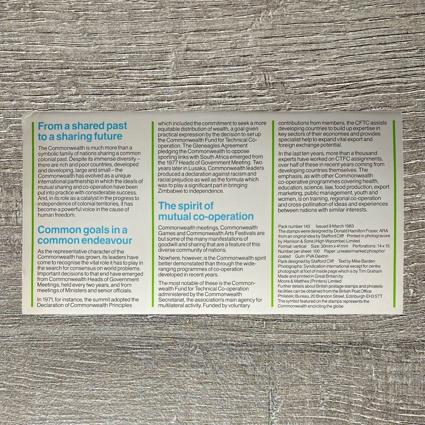 GB QEII 1983 Royal Mail Commonwealth Day Mint Stamps Presentation Pack No. 143