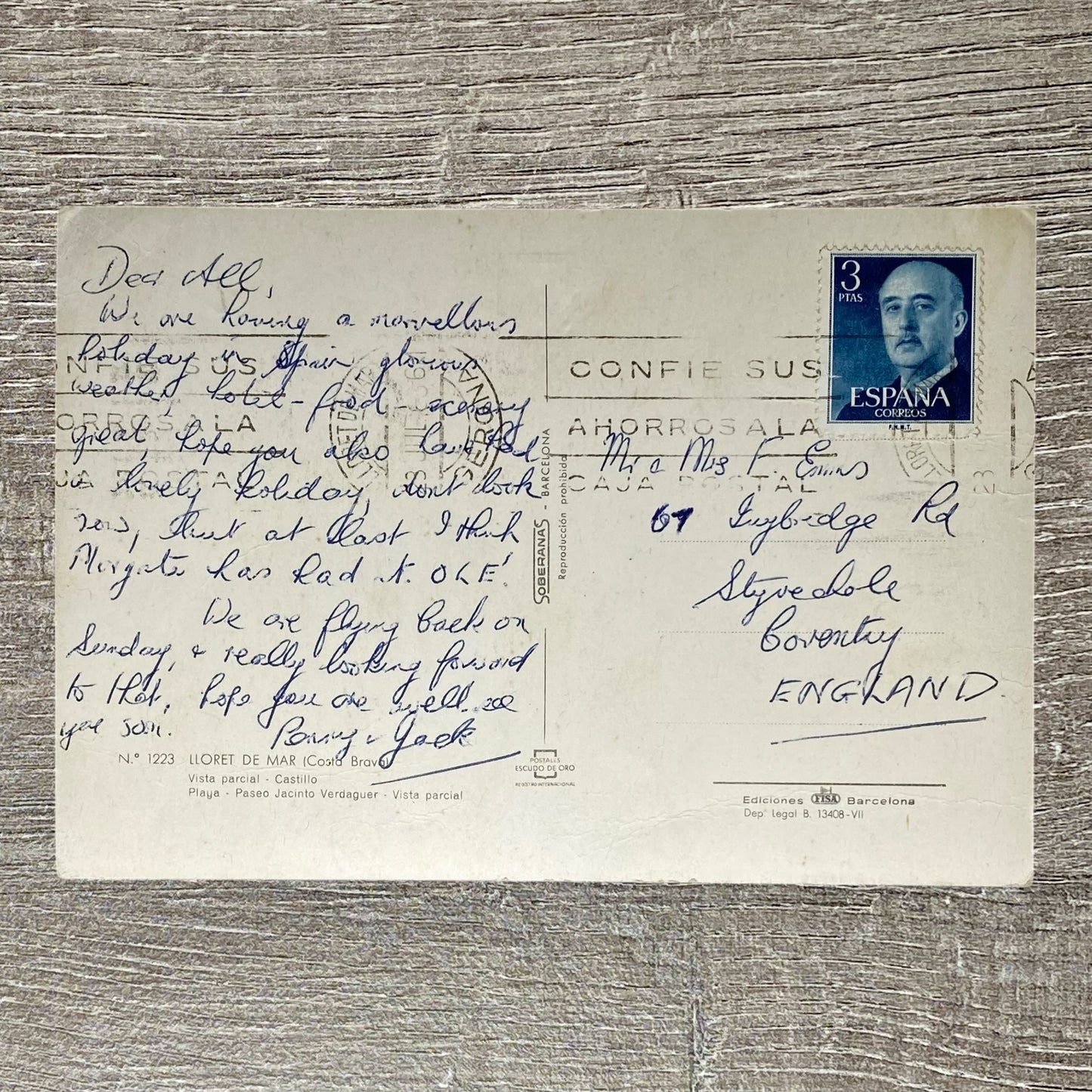 1986 Costa Brava Scenes Postcard Handwritten Message Spain To England 3 Peseta