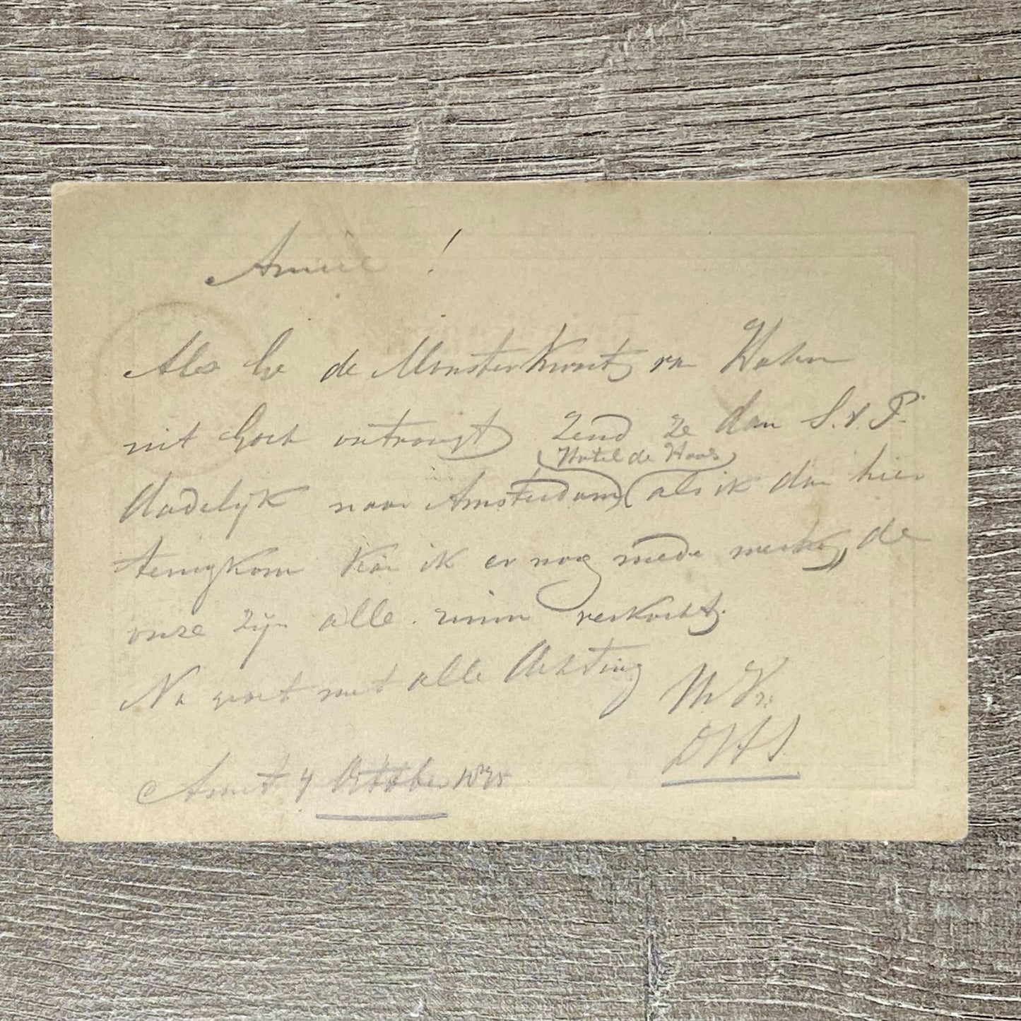 Late 19th Century Netherlands 1886 Briefkaart Handwritten Postal Card Postmarked