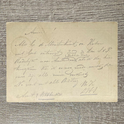 Late 19th Century Netherlands 1886 Briefkaart Handwritten Postal Card Postmarked