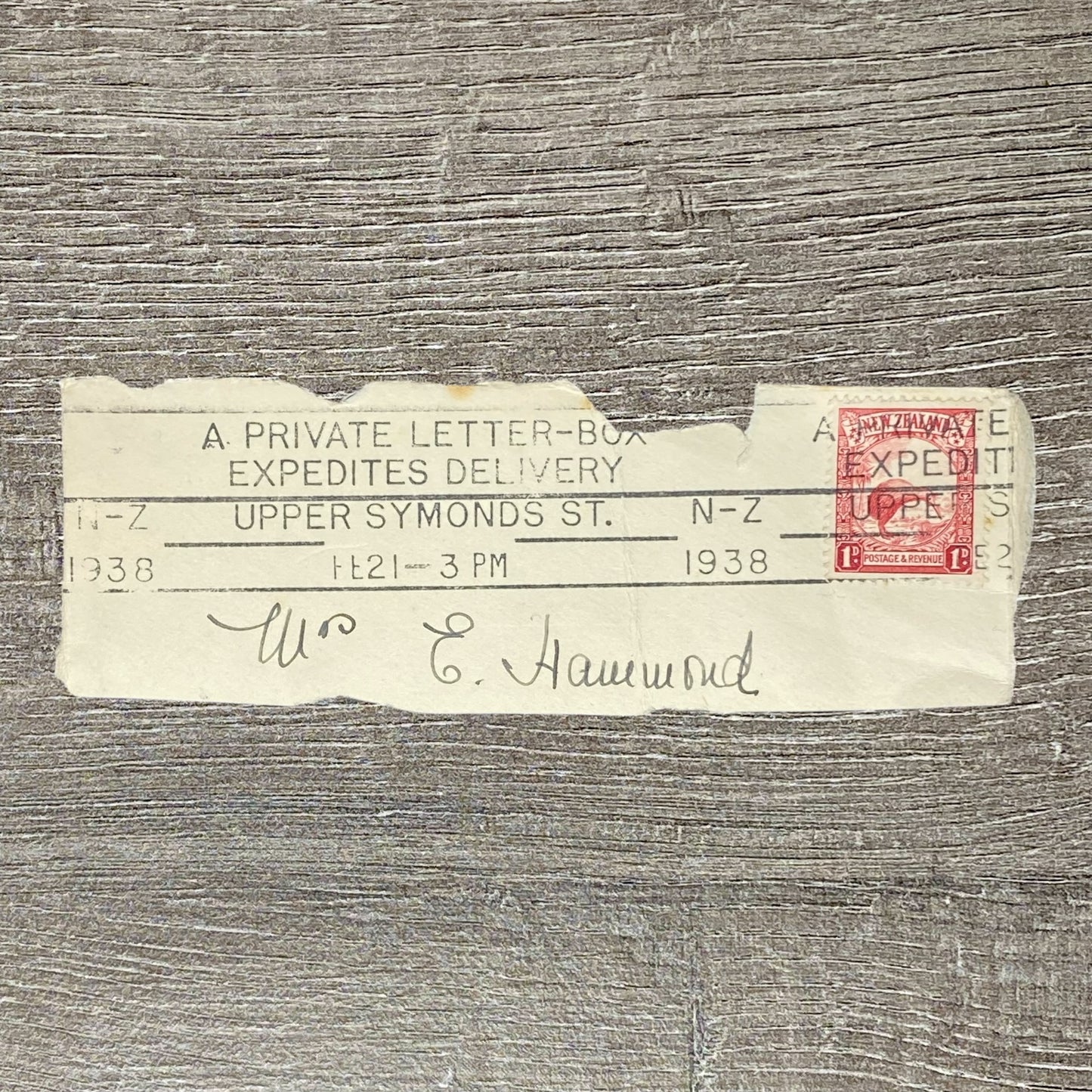 1938 Private Letter-Box Postal Wrapper Cut Out New Zealand 1d Kiwi Bird SG 557