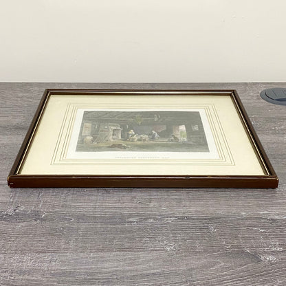 Australian Shepherd's Hut John Skinner Prout Engraving Print c1860 Framed Glazed