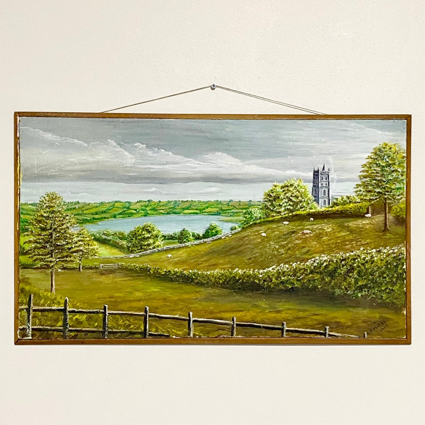 Vintage Rural Scenery Oil On Board Painting Sheep Signed Mobbs 1969 Framed Rare