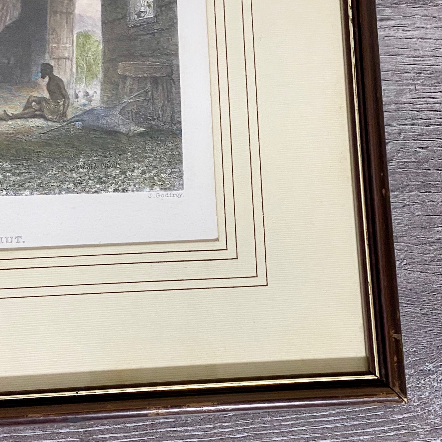 Australian Shepherd's Hut John Skinner Prout Engraving Print c1860 Framed Glazed