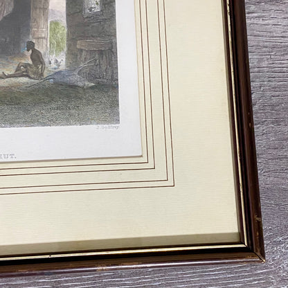 Australian Shepherd's Hut John Skinner Prout Engraving Print c1860 Framed Glazed