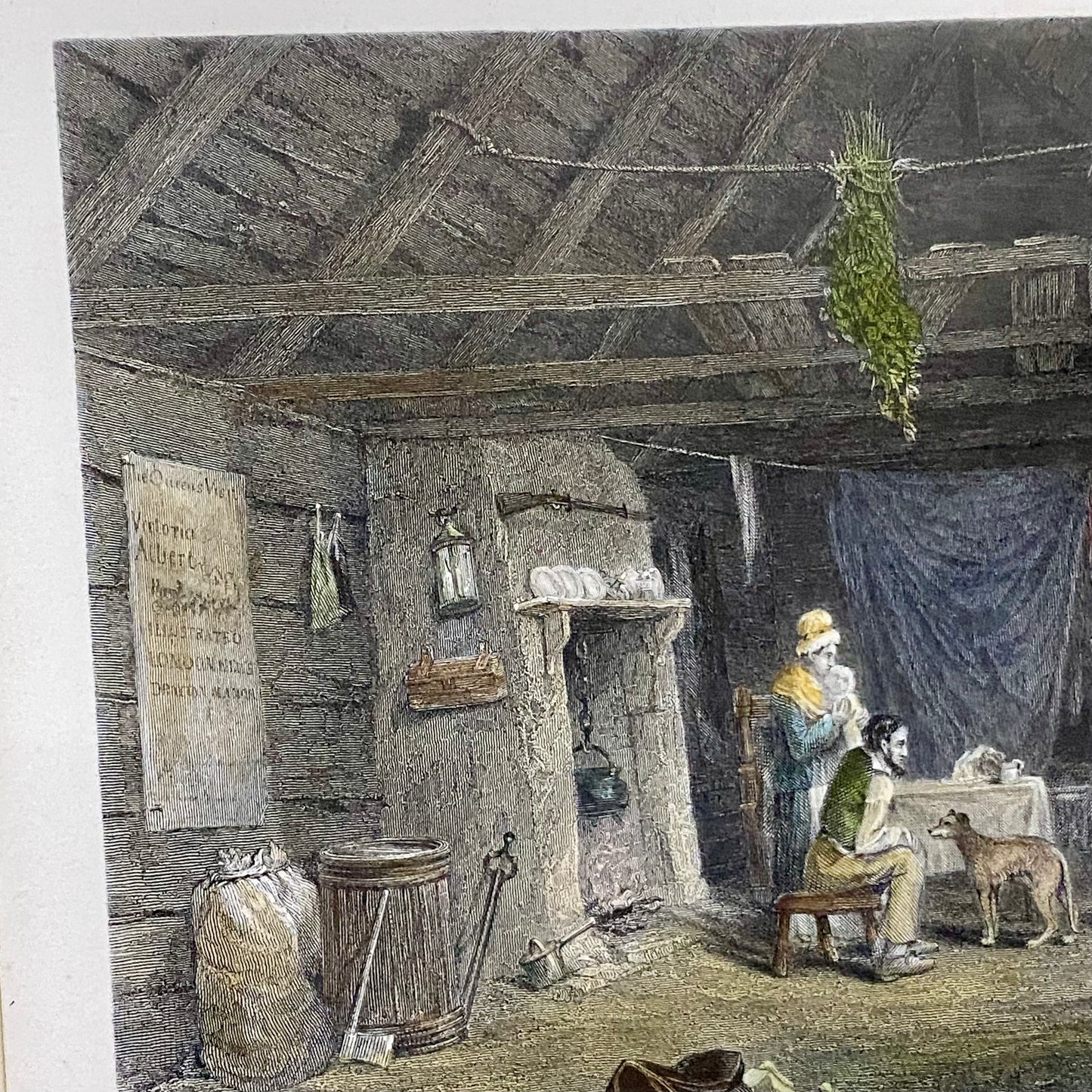 Australian Shepherd's Hut John Skinner Prout Engraving Print c1860 Framed Glazed