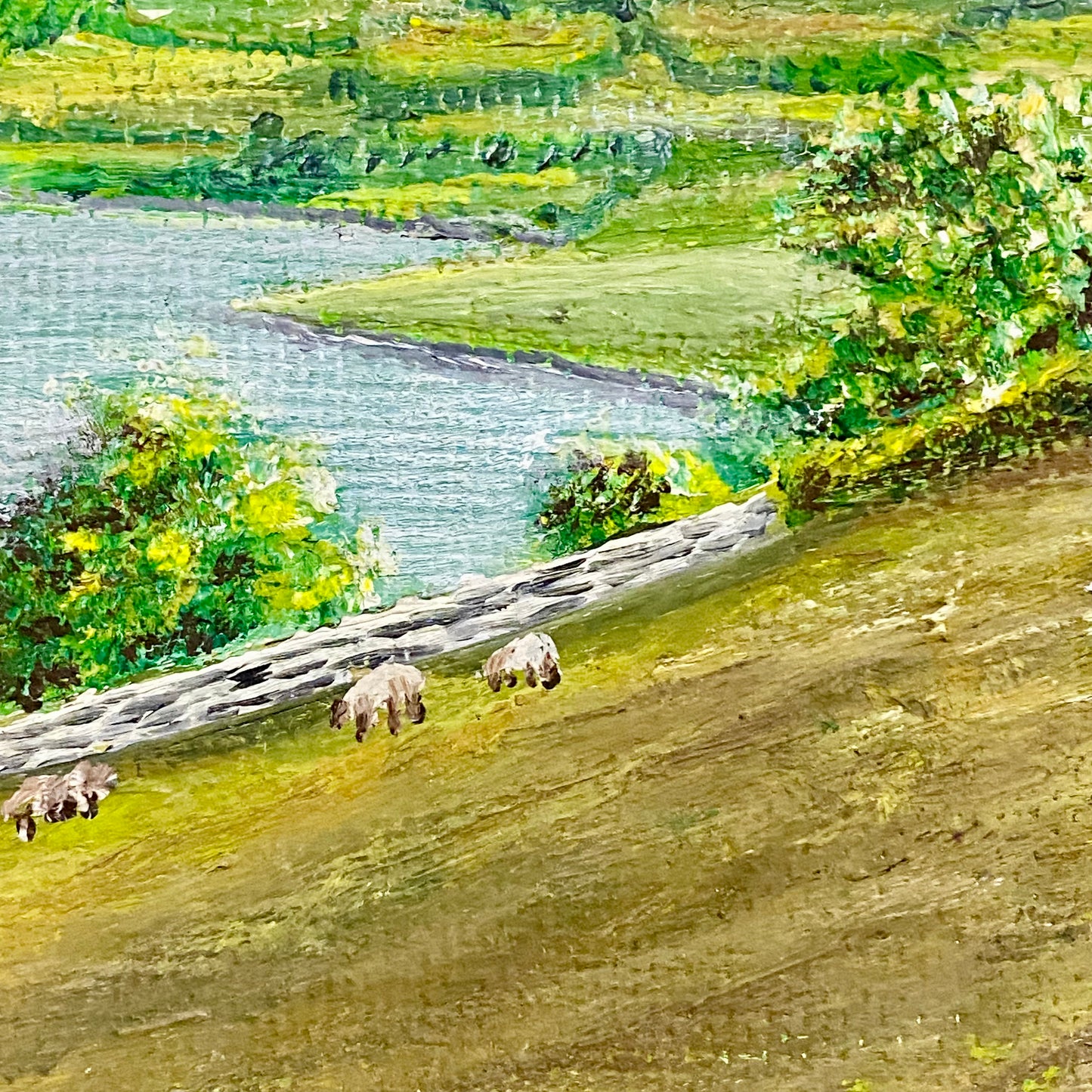 Vintage Rural Scenery Oil On Board Painting Sheep Signed Mobbs 1969 Framed Rare