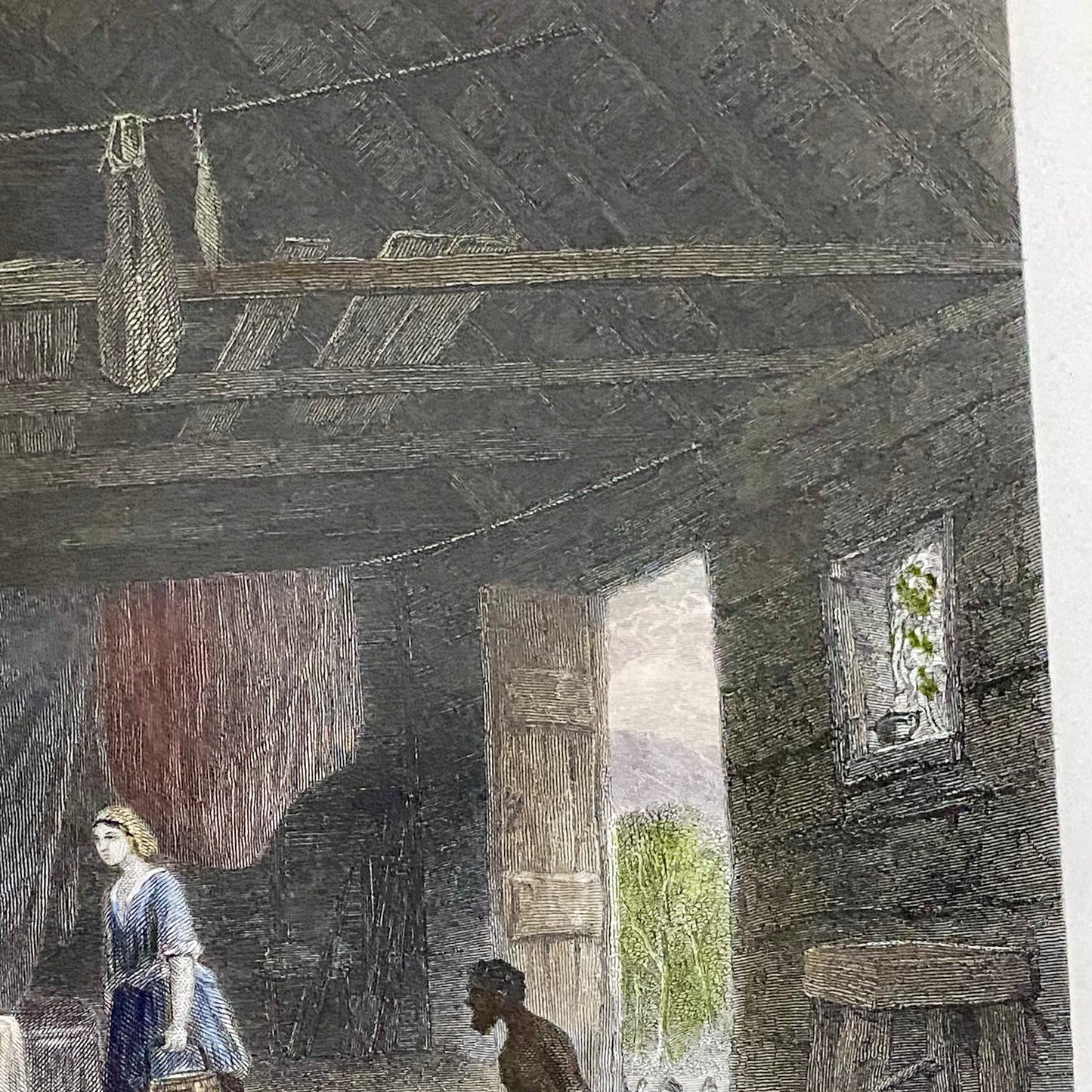 Australian Shepherd's Hut John Skinner Prout Engraving Print c1860 Framed Glazed