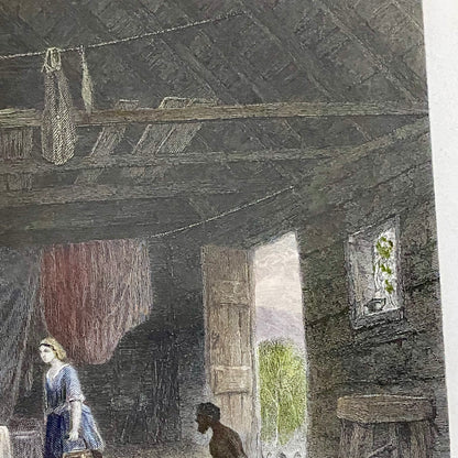 Australian Shepherd's Hut John Skinner Prout Engraving Print c1860 Framed Glazed