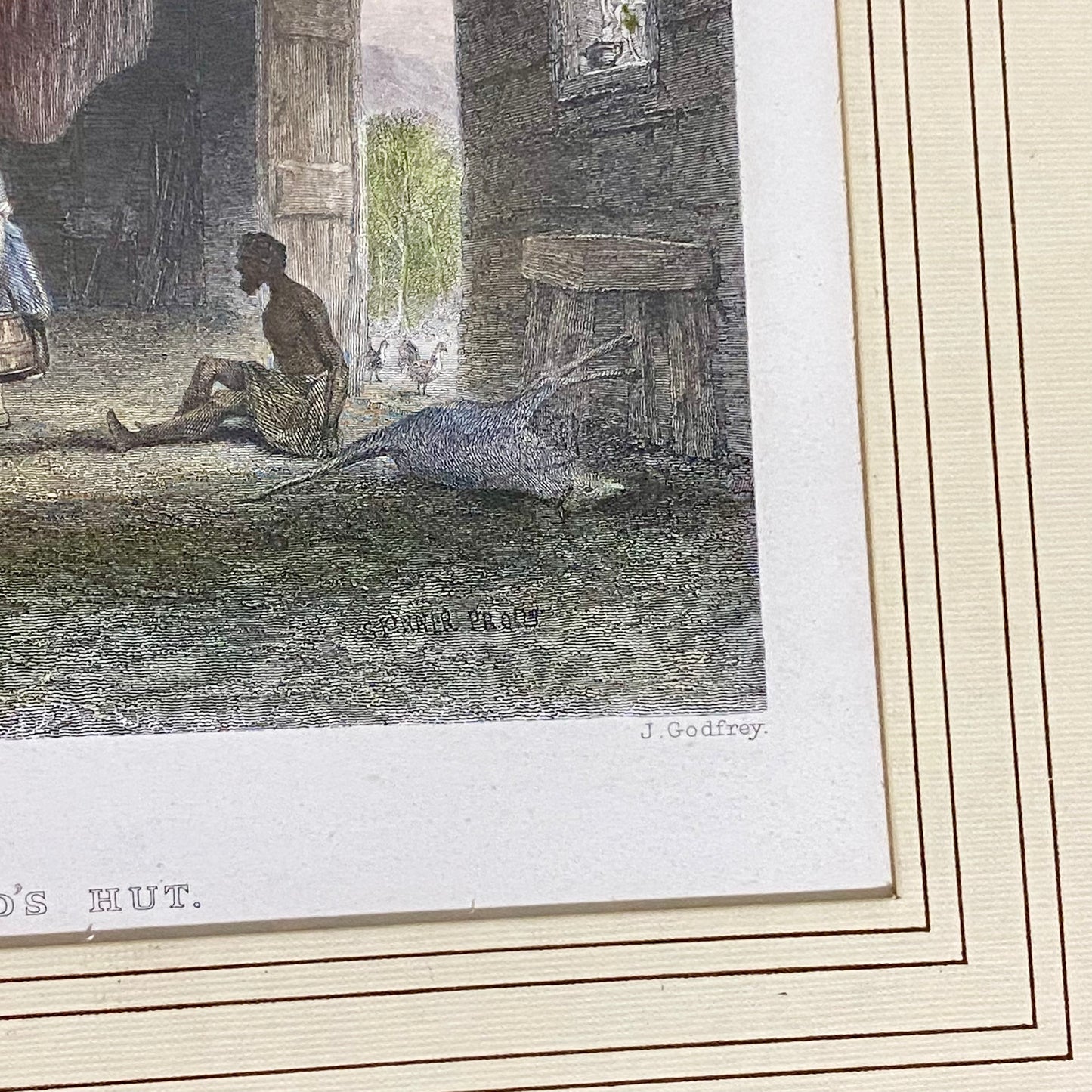 Australian Shepherd's Hut John Skinner Prout Engraving Print c1860 Framed Glazed