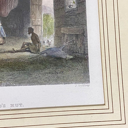 Australian Shepherd's Hut John Skinner Prout Engraving Print c1860 Framed Glazed