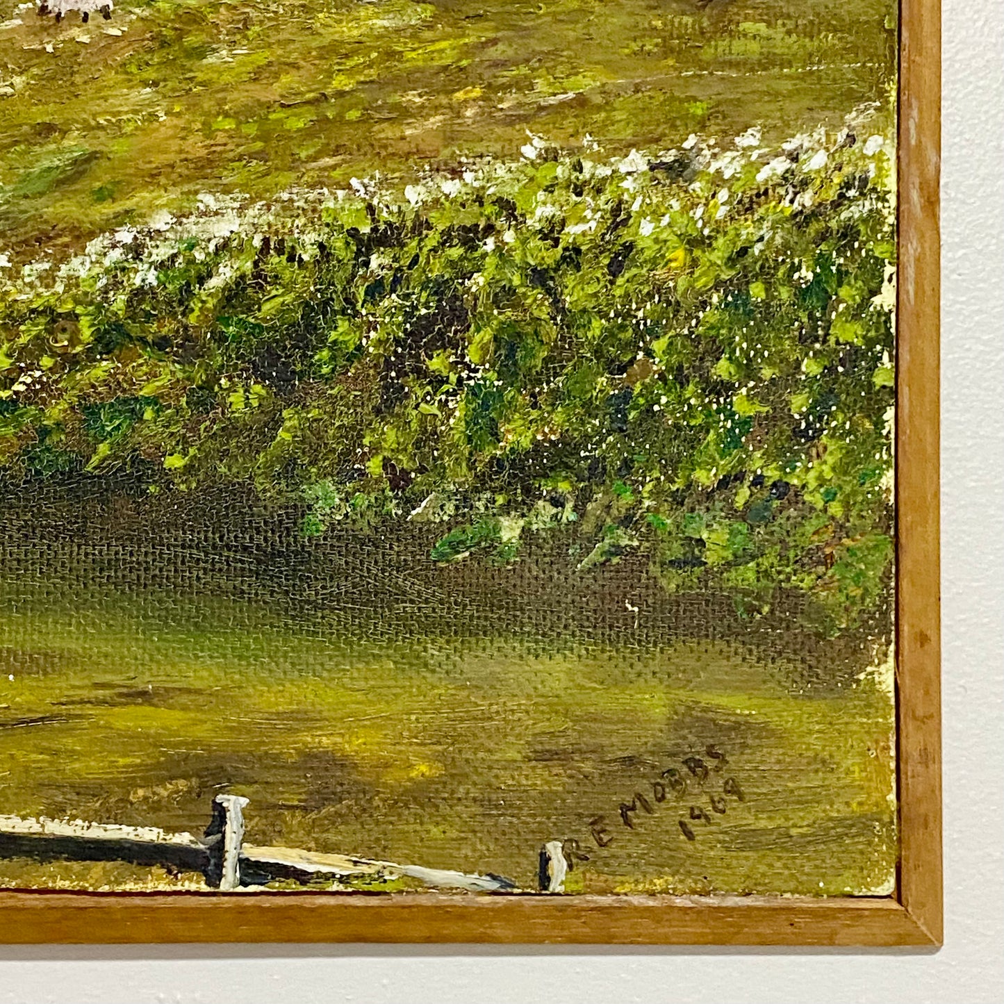 Vintage Rural Scenery Oil On Board Painting Sheep Signed Mobbs 1969 Framed Rare