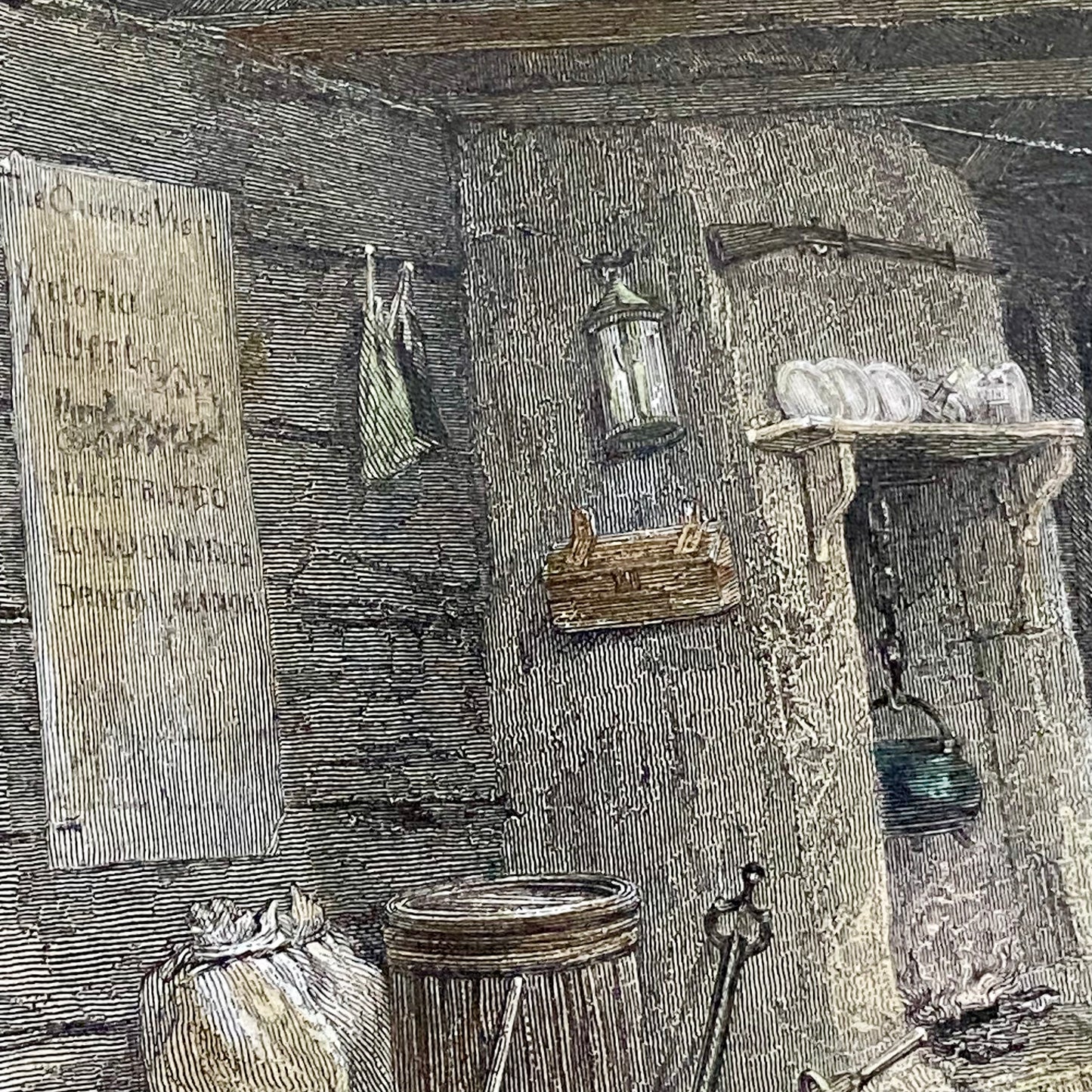 Australian Shepherd's Hut John Skinner Prout Engraving Print c1860 Framed Glazed